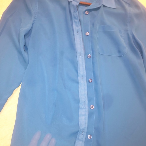 FINAL-American Eagle Blue Sheer Button Down Shirt - Picture 2 of 5